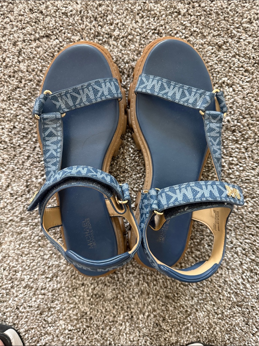 Michael Kors Blue Logo Strap Platform Sandals
